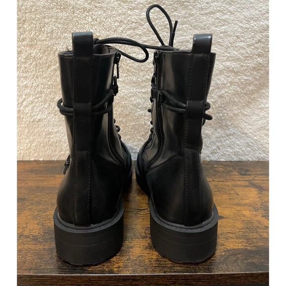 Womens Boots Size 10M White Mountain Combat Decree Black Buckle Zip Lace - Picture 4 of 16